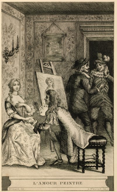 Scène van liefdesschilder door Jules Armand Hanriot