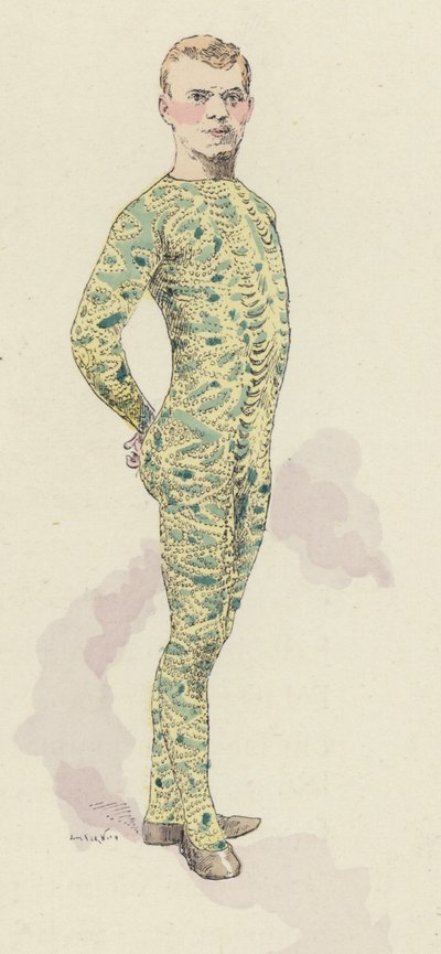 Circusgymnast in turnpak door Jules Arsene (after) Garnier