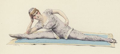 Vrouwelijke Gymnast die de Spagaat Doet door Jules Arsene (after) Garnier