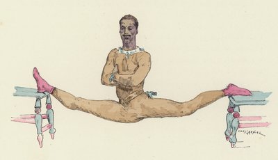 Mannelijke gymnast die de spagaat doet door Jules Arsene (after) Garnier