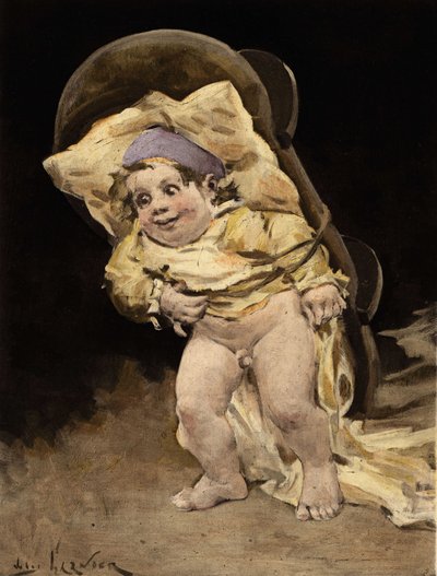 Pantagruel draagt zijn wieg op zijn rug. Pantagruel. Illustratie van Jules Garnier. In "Rabelais et l