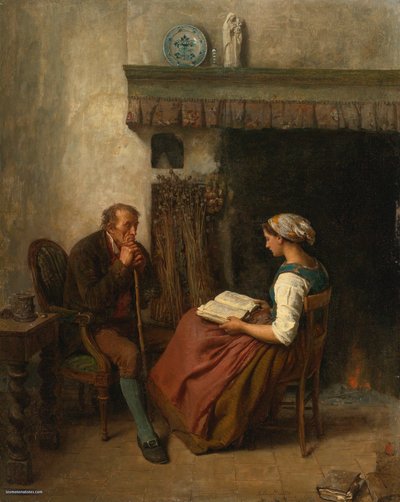 Jules Breton, 1865 - Lezen door Jules Breton
