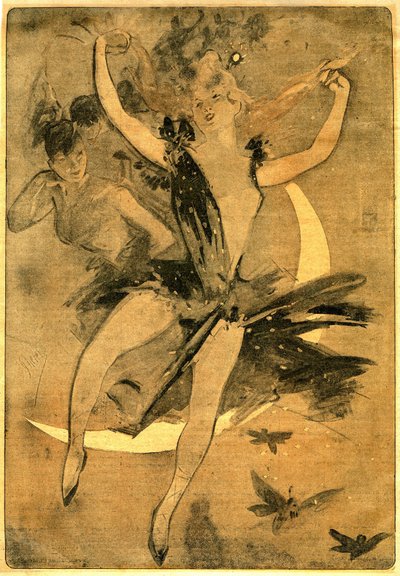 Tekening door Jules Cheret ter illustratie van "Lulu" door Felicien Champsaur, roman en pantomime in één acte (1900) met een clown danser. "Lulu" wordt beschouwd als een van de beste voorbeelden van wat in Frankrijk de "circusliteratuur" wordt genoemd. door Jules Cheret