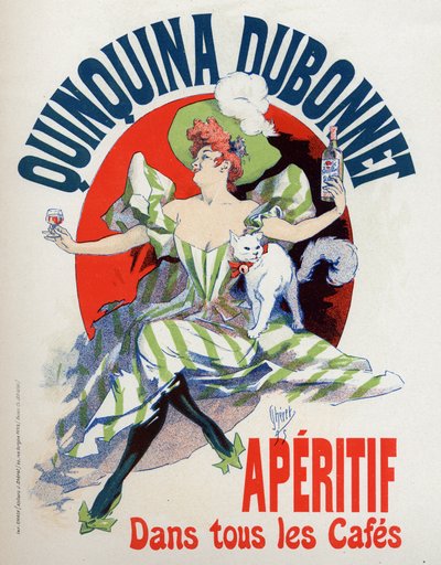 Eten en drinken. Quinquina Dubonnet aperitief. Poster door Jules Cheret, Frankrijk door Jules Cheret