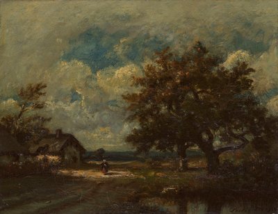Het Huisje bij de Weg, Stormachtige Lucht door Jules Dupré