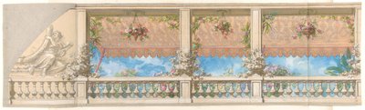 Een Buitenbalustrade Overhangen met een Zonnescherm in Moorse Stijl door Jules Edmond Charles Lachaise and Eugène Pierre Gourdet