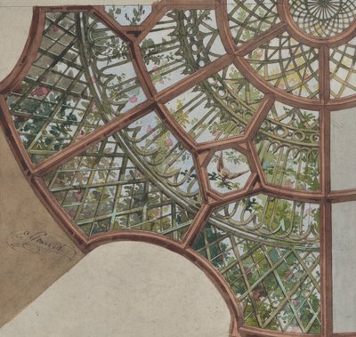 Ontwerp voor een Plafond met Latticewerk en Bloeiende Wijnstokken, tweede helft 19e eeuw door Jules Edmond Charles Lachaise and Eugène Pierre Gourdet