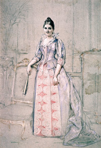 Portret van mevrouw Carnot in een Worth-jurk door Jules Emile Saintin