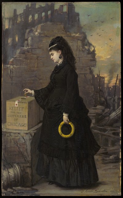 Hulp voor de slachtoffers van Chicago, 1872 door Jules Emile Saintin