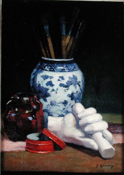 Stilleven met een Blauwe Vaas door Jules Ernest Renoux