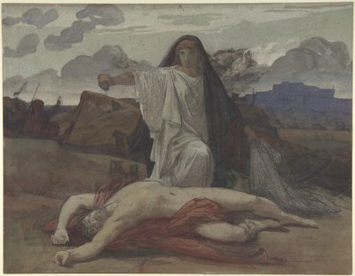 Antigone Geeft Symbolische Begrafenis aan het Lichaam van Haar Broer Polynices door Jules Eugene Lenepveu