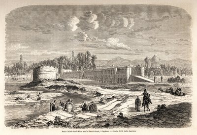 De brug Allah Verdi Kahn, gebouwd rond 1608, in Isfahan (Iran), is zowel een oversteekpunt om de rivier Zend e Roud over te steken als een dam om de loop van de rivier te reguleren, met een Talar, of spiegelkiosk, waar de Perzische heerser kon verblijven door Jules Joseph Augustin Laurens