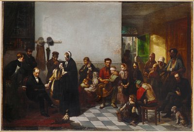 De dokter van de armen (schilderij op doek) door Jules Leonard