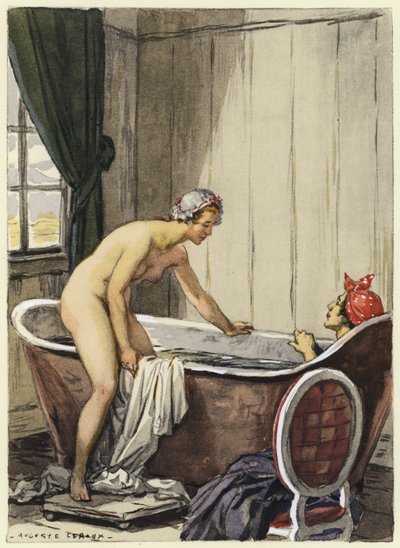 Illustratie voor memoires van Casanova (kleurenlitho) door Jules Marie Auguste Leroux