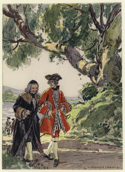 Illustratie voor memoires van Casanova (kleurenlitho) door Jules Marie Auguste Leroux