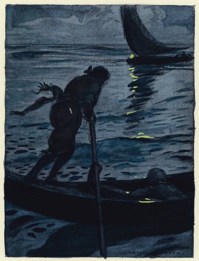Illustratie voor memoires van Casanova (kleurenlitho) door Jules Marie Auguste Leroux