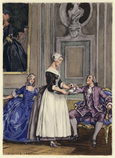 Illustratie voor memoires van Casanova (kleurenlitho) door Jules Marie Auguste Leroux