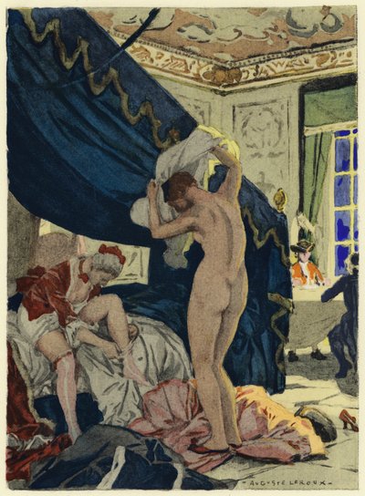 Illustratie voor memoires van Casanova (kleurenlitho) door Jules Marie Auguste Leroux