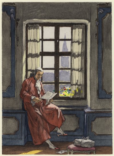 Illustratie voor memoires van Casanova (kleurenlitho) door Jules Marie Auguste Leroux