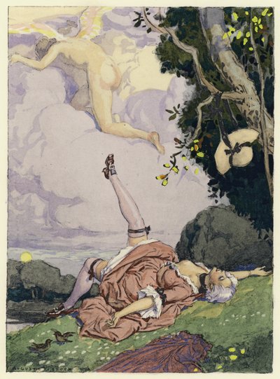 Illustratie voor memoires van Casanova (kleurenlitho) door Jules Marie Auguste Leroux