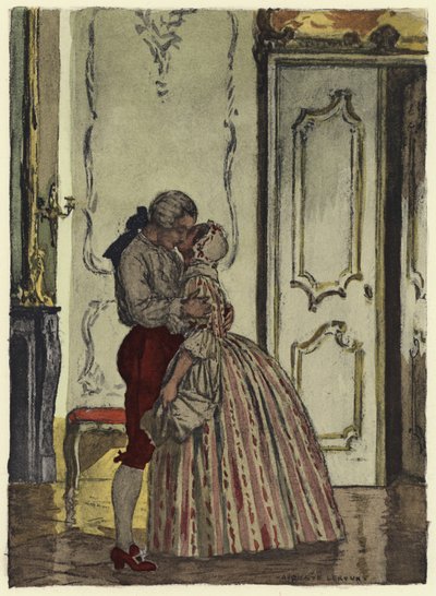 Illustratie voor memoires van Casanova (kleurenlitho) door Jules Marie Auguste Leroux