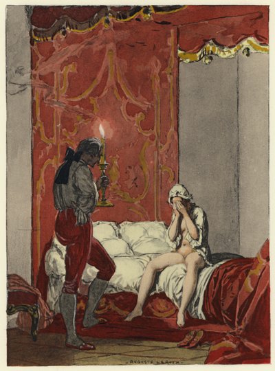 Illustratie voor memoires van Casanova (kleurenlitho) door Jules Marie Auguste Leroux