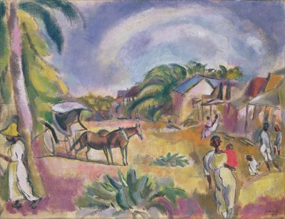 Landschap met figuren en koets, 1915 door Jules Pascin