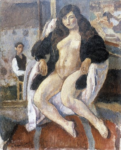 Portret van de schilder Pierre Dubreuil en zijn model gemaakt door de Amerikaanse schilder Jules Pascin (1885-1930). door Jules Pascin