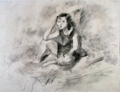 Zittend meisje door Jules Pascin