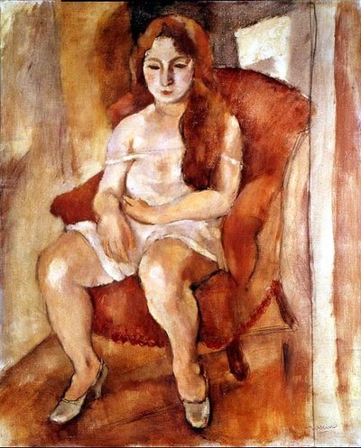 Zittende vrouw door Jules Pascin