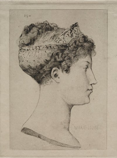 Marie Louise in Profiel, 1860 door Jules de Goncourt