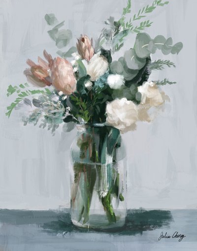Boeket met roze en crèmekleurige bloemen door Julia Cheney