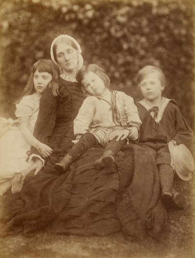 Mevrouw Herbert Duckworth met Florence Fisher, George Duckworth en Herbert Fisher door Julia Margaret Cameron