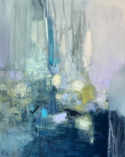 Blauwgroene abstracte stroming door Julia Purinton