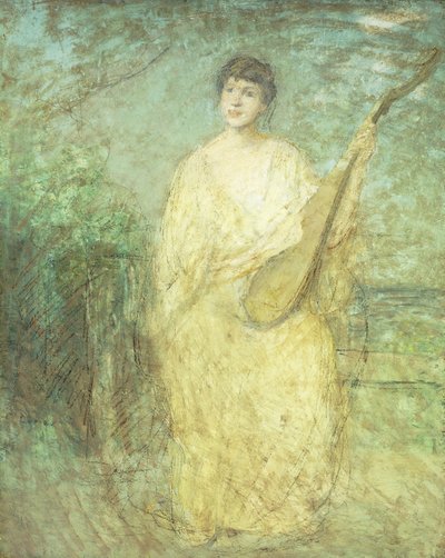 Model met een luit door Julian Alden Weir