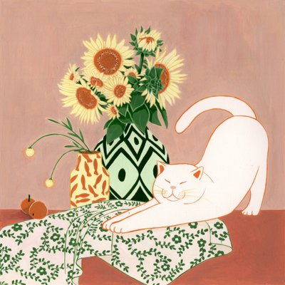 Happy Cat Zonnebloemen door Julie Lesouef