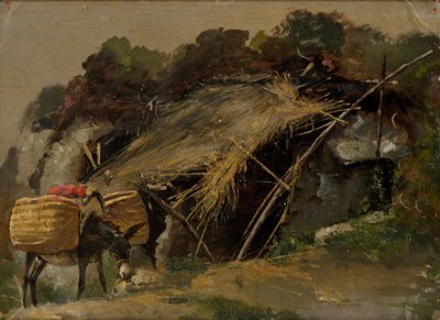 Ests: "Italiaans landschap met ezel". door Julie Wilhelmine Hagen-Schwarz