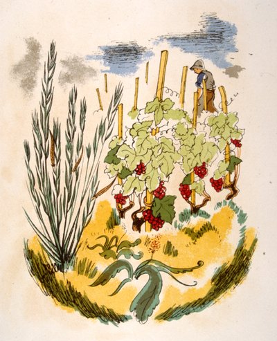 Humoristische wijnillustratie 1946 door Julien Pavil