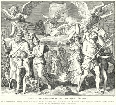 Babel, de Verspreiding van de Nakomelingen van Noach door Julius (after) Schnorr von Carolsfeld
