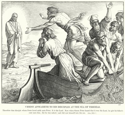 Christus Verschijnt aan Zijn Discipelen bij de Zee van Tiberias door Julius (after) Schnorr von Carolsfeld