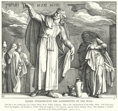 Daniël verklaart het schrift op de muur door Julius (after) Schnorr von Carolsfeld