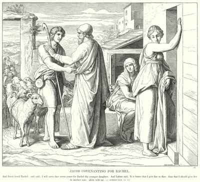 Jacob Sluit een Verbond voor Rachel door Julius (after) Schnorr von Carolsfeld