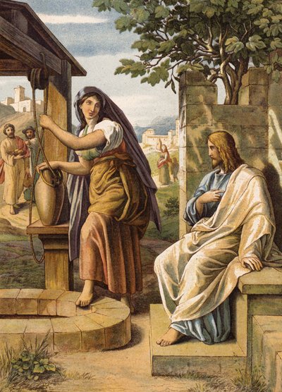 Jezus en de vrouw van Samaria door Julius (after) Schnorr von Carolsfeld
