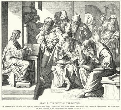 Jezus te midden van de doktoren door Julius (after) Schnorr von Carolsfeld