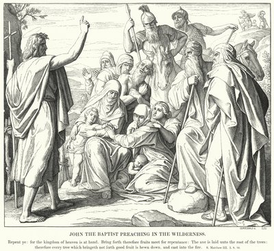 Johannes de Doper Predikt in de Wildernis (gravure) door Julius (after) Schnorr von Carolsfeld