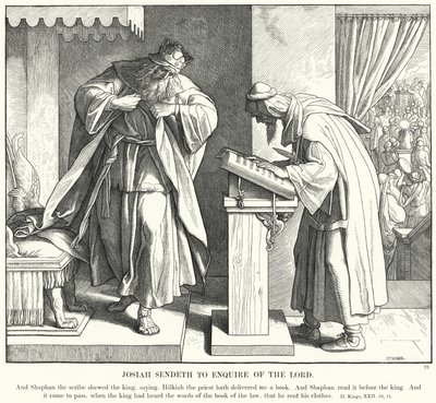 Josia stuurt om de Heer te raadplegen door Julius (after) Schnorr von Carolsfeld