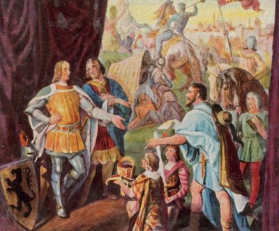 Rudolf van Habsburg ontvangt het nieuws van zijn verkiezing tot Duitse koning door Julius (after) Schnorr von Carolsfeld