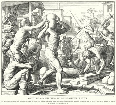 Dienstbaarheid en Onderdrukking van de Israëlieten in Egypte (gravure) door Julius (after) Schnorr von Carolsfeld