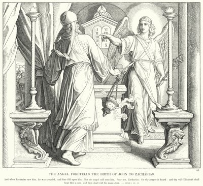 De Engel Voorspelt de Geboorte van Johannes aan Zacharias door Julius (after) Schnorr von Carolsfeld