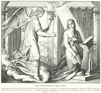 De aankondiging aan de maagd door Julius (after) Schnorr von Carolsfeld
